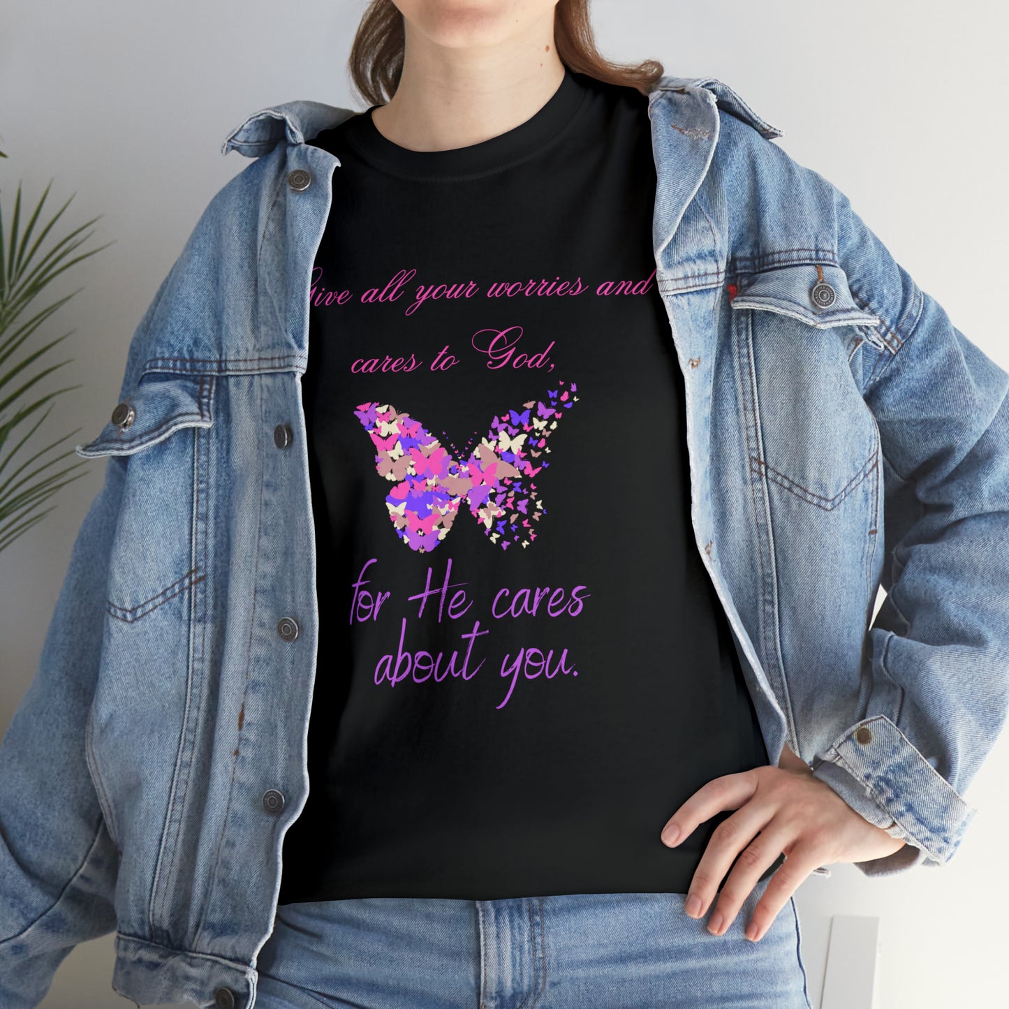 Christian Women's T-shirt | Give all your worries and cares to God