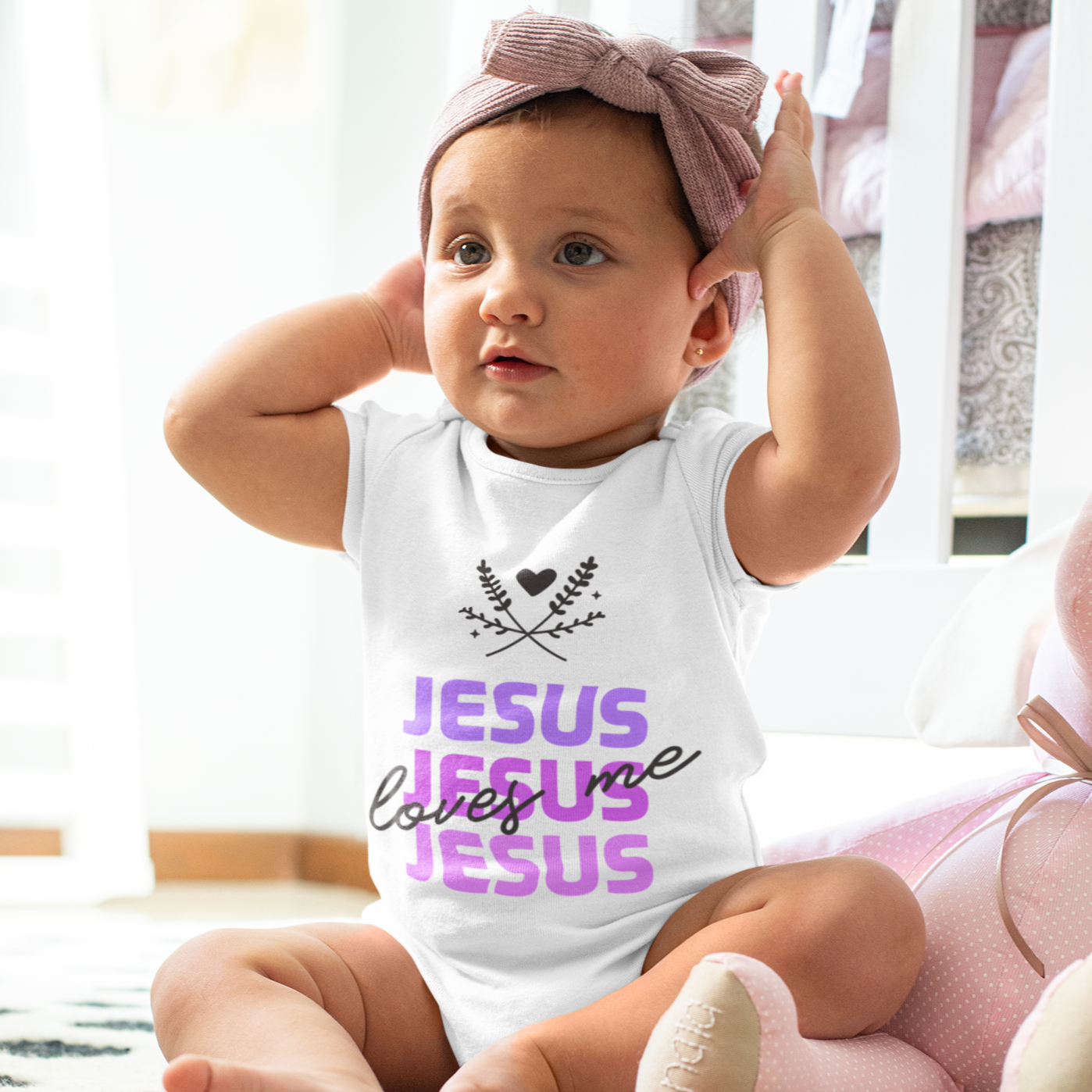 Christian Baby bodysuit | 0 - 24M | Jesus Loves Me | Purple edition