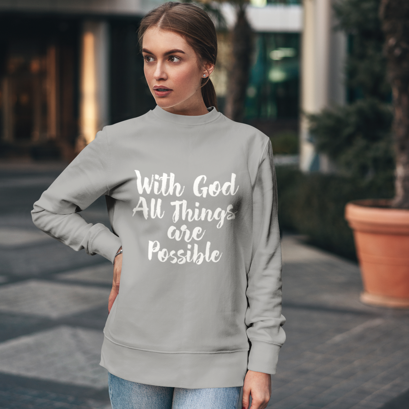 Christian Crewneck | With God All Things Are Possible | Unisex