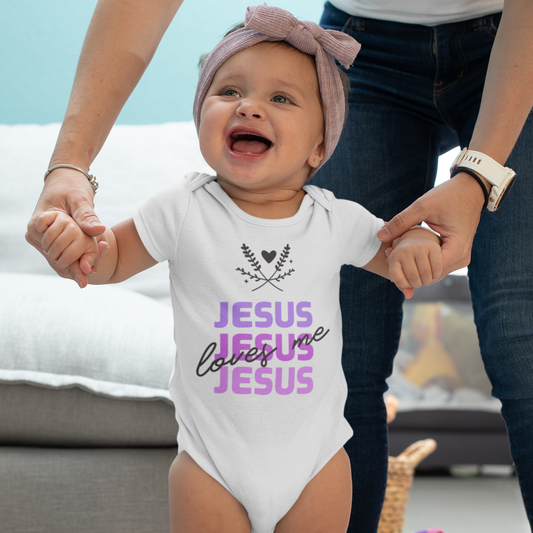 Christian Baby bodysuit | 0 - 24M | Jesus Loves Me | Purple edition