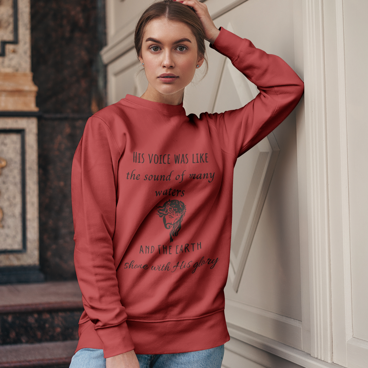 Christian Crewneck | His Voice Was Like The Sound Of Many Waters | Unisex